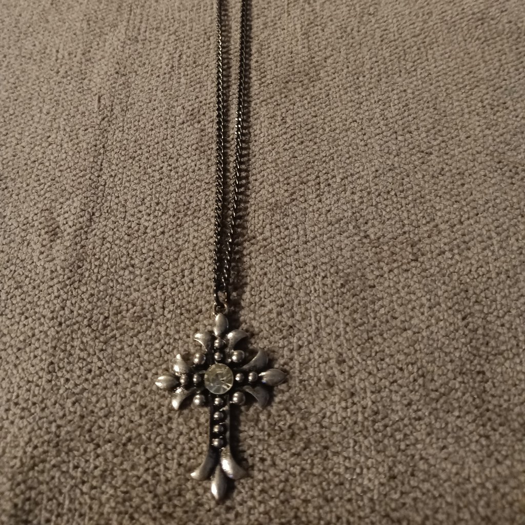 Silver Tone Cross Necklace